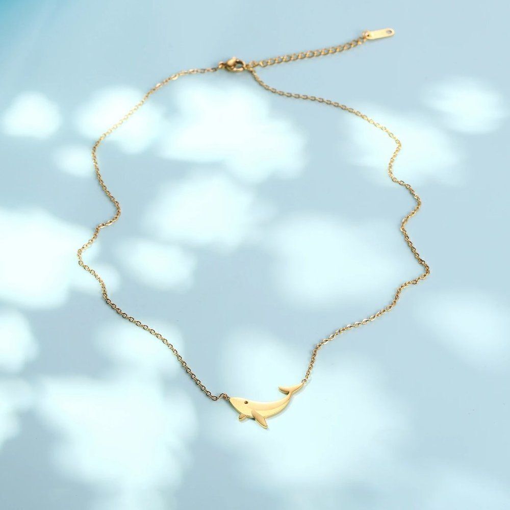 Whale Pendant Necklace in Gold - Picture 5 of 8
